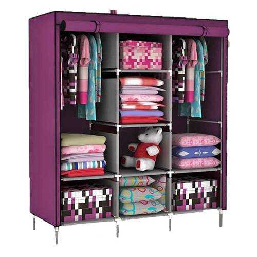 Складной каркасный тканевый шкаф STORAGE WARDROBE 175*130*45 см розовый в Мосхозторг