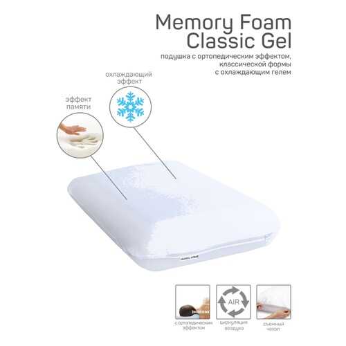 Подушка AMARO HOME Memory Foam Classic Gel 60х40х12 см. в Мосхозторг